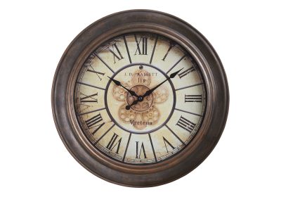 CLOCKS - 15"DIA / WALL CLOCK / ANTIQUE BROWN
