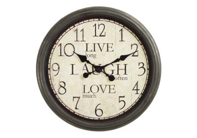 CLOCKS - 16"DIA / WALL CLOCK / ANTIQUE BROWN