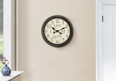 CLOCKS - 16"DIA / WALL CLOCK / ANTIQUE BROWN