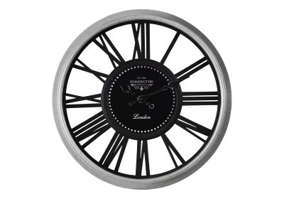 CLOCKS - 16"DIA / WALL CLOCK / BLACK / SILVER