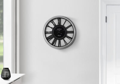 CLOCKS - 16"DIA / WALL CLOCK / BLACK / SILVER