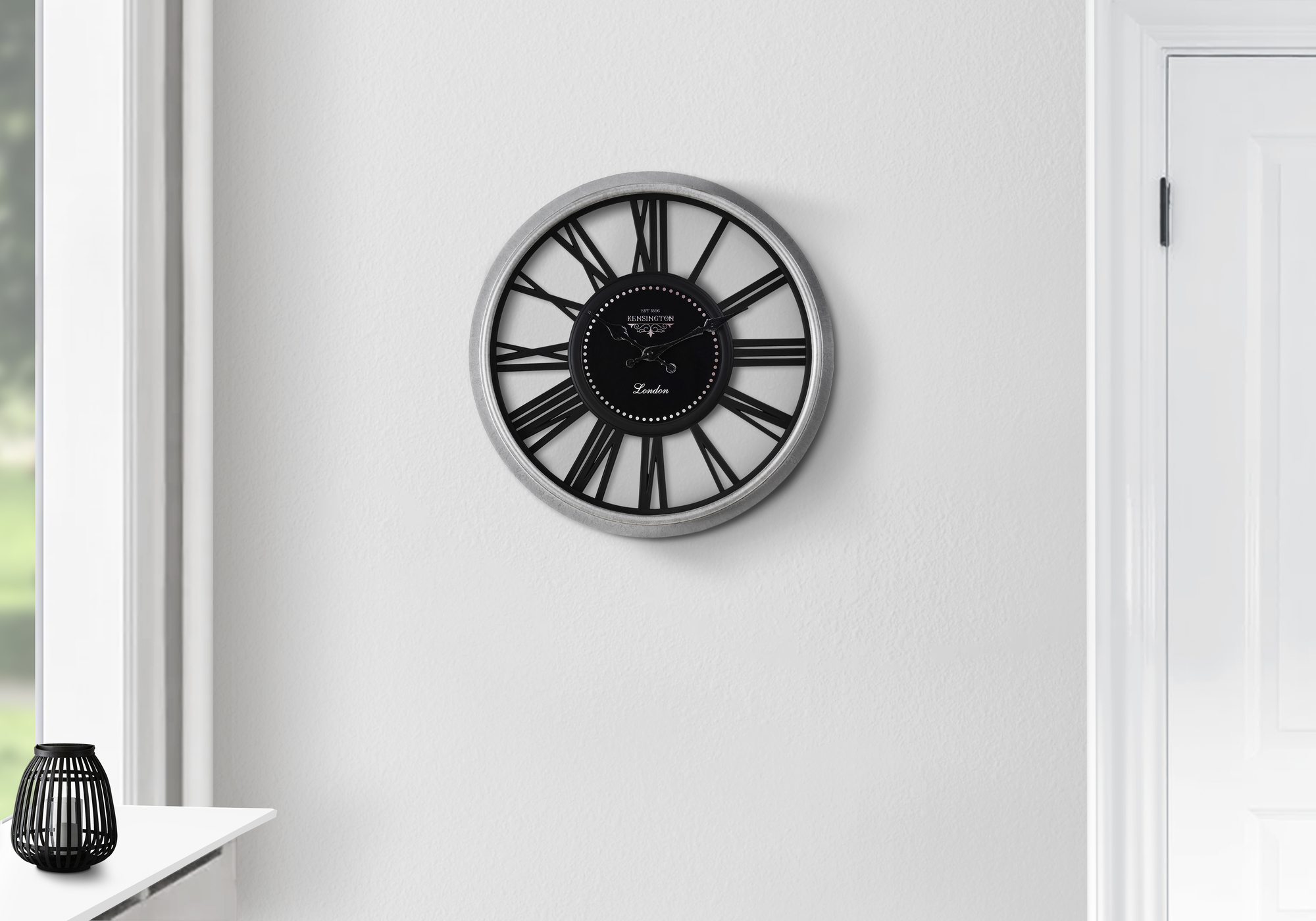 CLOCKS - 16"DIA / WALL CLOCK / BLACK / SILVER