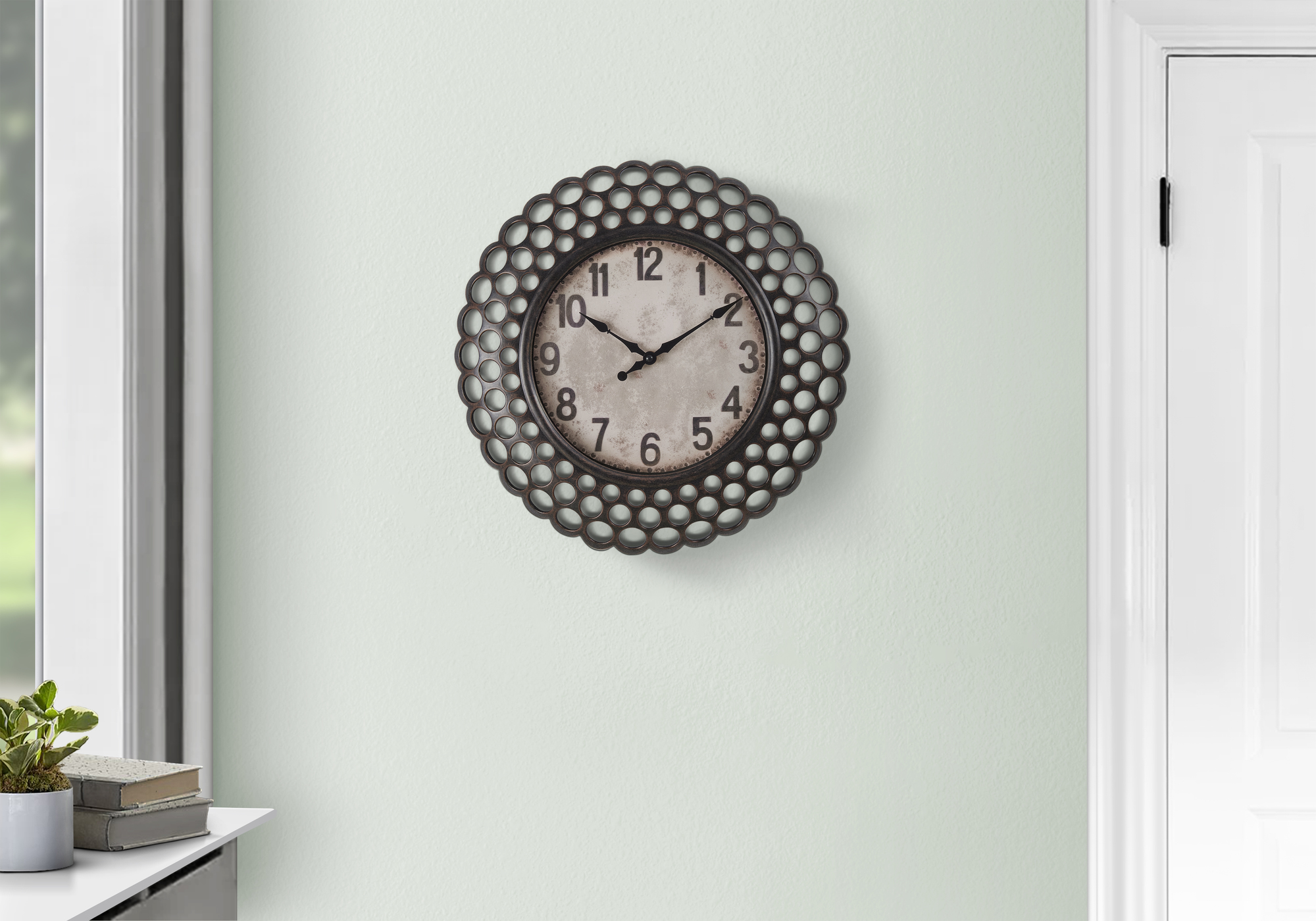 CLOCKS - 16"DIA / WALL CLOCK / DARK BROWN