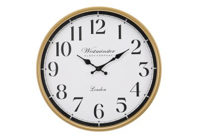 CLOCKS - 16"DIA / WALL CLOCK / ANTIQUE GOLD