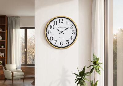 CLOCKS - 16"DIA / WALL CLOCK / ANTIQUE GOLD