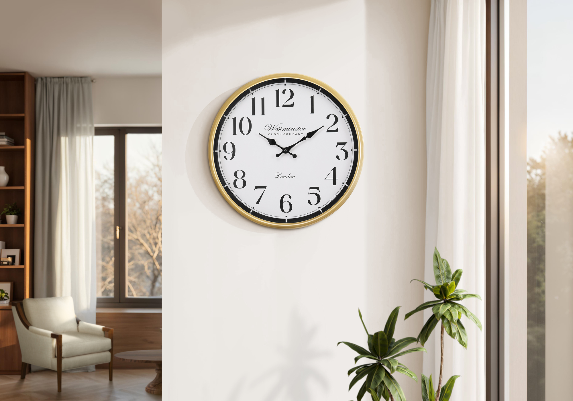 CLOCKS - 16"DIA / WALL CLOCK / ANTIQUE GOLD