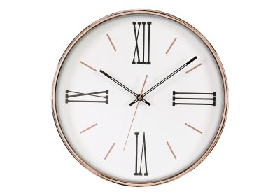 CLOCKS - 14"DIA / WALL CLOCK / WHITE WITH GOLD FRAME