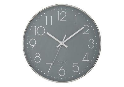 CLOCKS - 12"DIA / WALL CLOCK / GREY FINISH
