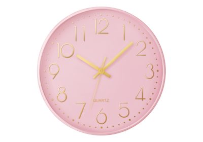 CLOCKS - 12"DIA / WALL CLOCK / PINK FINISH