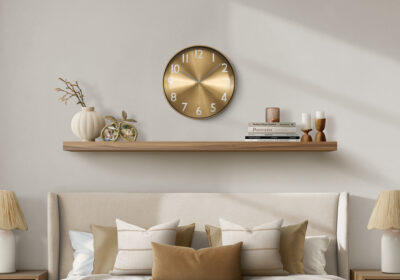 CLOCKS - 12"DIA / WALL CLOCK / GOLD FINISH