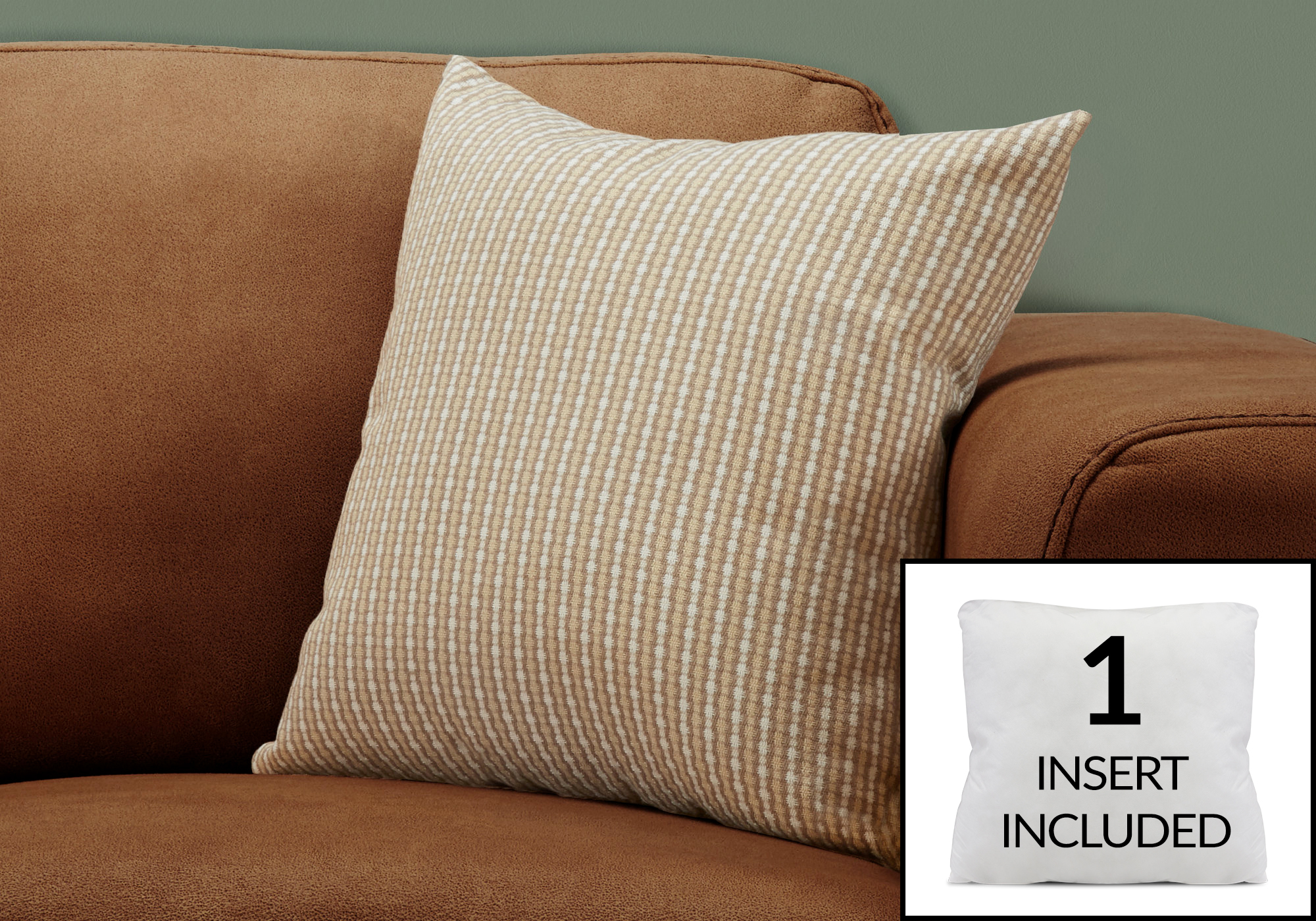 PILLOW - 18"X 18" / LIGHT / DARK TAUPE ABSTRACT DOT / 1PC - Image 2