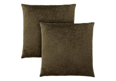 PILLOW - 18"X 18" / DARK GREEN FLORAL VELVET / 2PCS