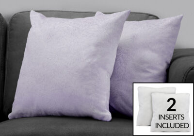 PILLOW - 18"X 18" / LIGHT PURPLE FEATHERED VELVET / 2PCS