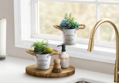 ARTIFICIAL PLANT - 2PCS / 7"H SUCCULENT IN 5" METAL POT