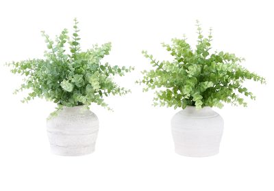 ARTIFICIAL PLANT - 2PCS / 16"H EUCALYPTUS / GRASS / 6" POT