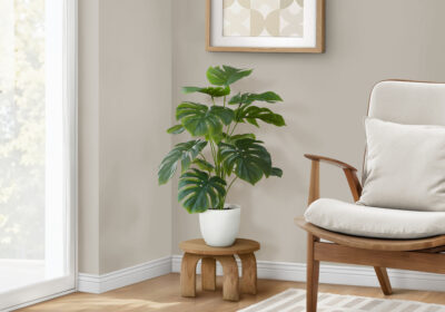 ARTIFICIAL PLANT - 24"H / INDOOR MONSTERA / 5" WHITE POT