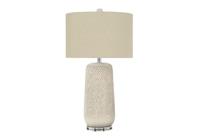 LIGHTING - 31"H TABLE LAMP CREAM CERAMIC / BEIGE SHADE