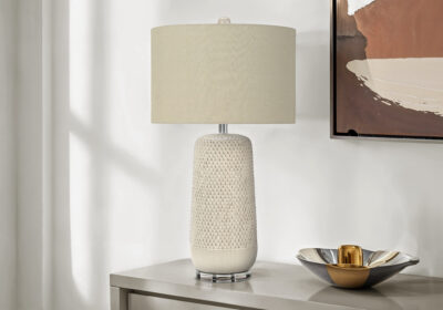 LIGHTING - 31"H TABLE LAMP CREAM CERAMIC / BEIGE SHADE