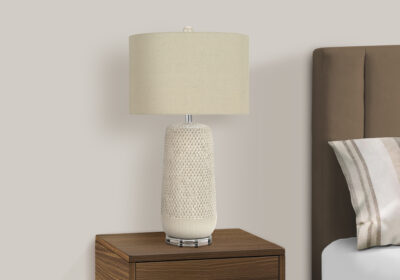 LIGHTING - 31"H TABLE LAMP CREAM CERAMIC / BEIGE SHADE