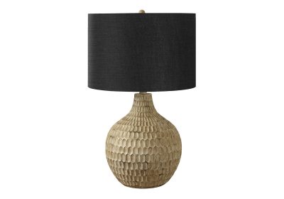 LIGHTING - 25"H TABLE LAMP BROWN RESIN / BLACK SHADE
