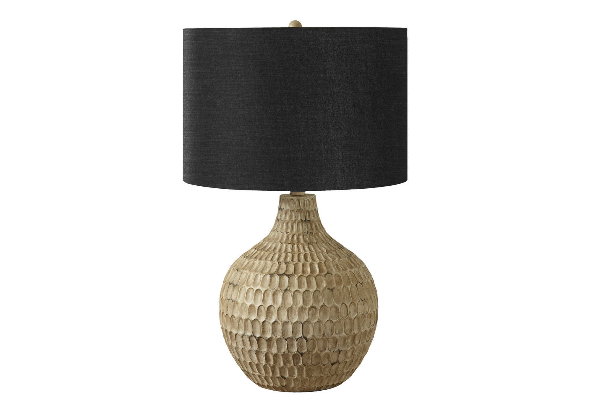 LIGHTING - 25"H TABLE LAMP BROWN RESIN / BLACK SHADE - Image 3