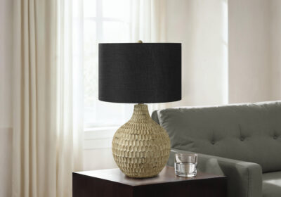 LIGHTING - 25"H TABLE LAMP BROWN RESIN / BLACK SHADE