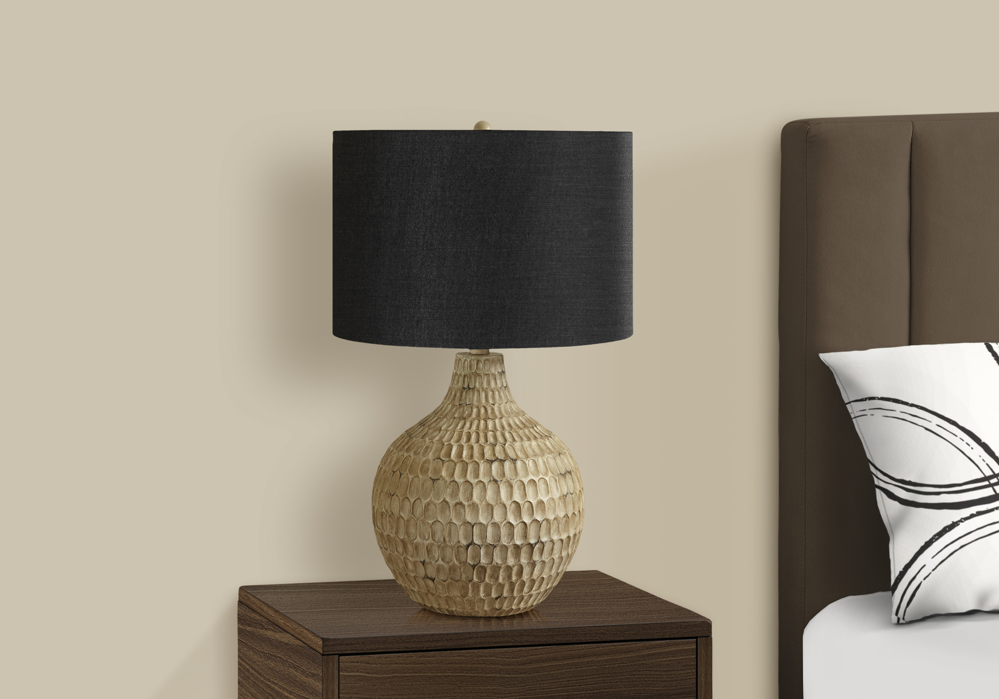 LIGHTING - 25"H TABLE LAMP BROWN RESIN / BLACK SHADE - Image 2