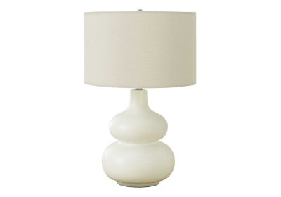 LIGHTING - 25"H TABLE LAMP CREAM CERAMIC / IVORY SHADE