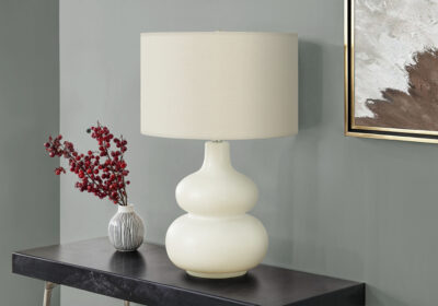 LIGHTING - 25"H TABLE LAMP CREAM CERAMIC / IVORY SHADE