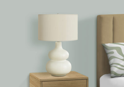 LIGHTING - 25"H TABLE LAMP CREAM CERAMIC / IVORY SHADE
