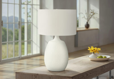 LIGHTING - 26"H TABLE LAMP CREAM RESIN / IVORY SHADE