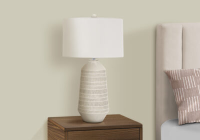 LIGHTING - 33"H TABLE LAMP CREAM CERAMIC / IVORY SHADE