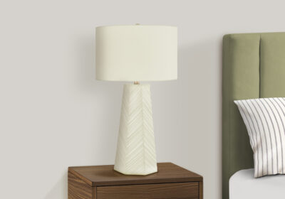 LIGHTING - 29"H TABLE LAMP WHITE CERAMIC / IVORY SHADE