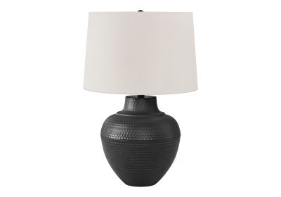 LIGHTING - 26"H TABLE LAMP BLACK METAL / IVORY SHADE