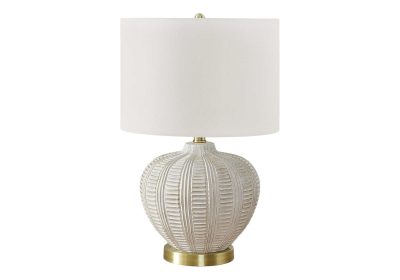 LIGHTING - 21"H TABLE LAMP CREAM RESIN / IVORY SHADE