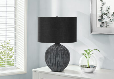 LIGHTING - 23"H TABLE LAMP BLACK CERAMIC / BLACK SHADE