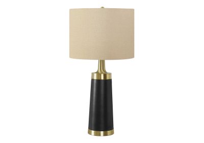 LIGHTING - 28"H TABLE LAMP BLACK METAL / BEIGE SHADE