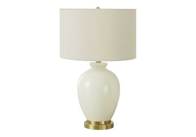 LIGHTING - 26"H TABLE LAMP CREAM CERAMIC / IVORY SHADE