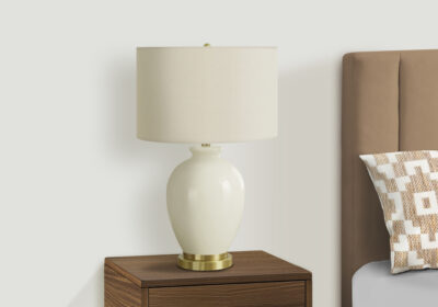 LIGHTING - 26"H TABLE LAMP CREAM CERAMIC / IVORY SHADE