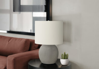 LIGHTING - 20"H TABLE LAMP GREY CONCRETE / IVORY SHADE
