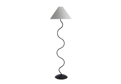 LIGHTING - 64"H FLOOR LAMP BLACK METAL / GREY SHADE