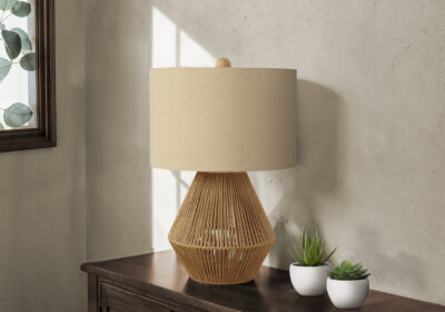 LIGHTING - 22"H TABLE LAMP BROWN ROPE / BEIGE SHADE