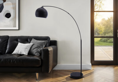 LIGHTING - 74"H ARC FLOOR LAMP BLACK METAL