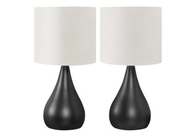 LIGHTING - 2PCS / 18"H TABLE LAMP BLACK / IVORY SHADE