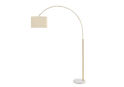 LIGHTING - 79"H ARC FLOOR LAMP BRASS METAL / BEIGE SHADE