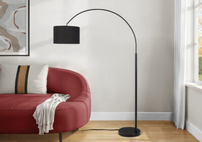 LIGHTING - 81"H ARC FLOOR LAMP BLACK METAL / BLACK SHADE