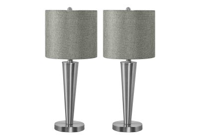 LIGHTING - 2PCS / 24"H TABLE LAMP NICKEL / GREY / USB