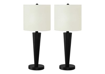 LIGHTING - 2PCS / 24"H TABLE LAMP BLACK / IVORY / USB