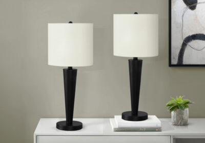 LIGHTING - 2PCS / 24"H TABLE LAMP BLACK / IVORY / USB