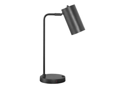 LIGHTING - 18"H TABLE LAMP BLACK METAL / BLACK SHADE / USB